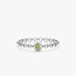 18K Solid Gold Peridot Chain Ring - Image 2