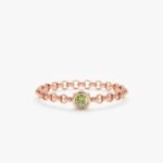18K Solid Gold Peridot Chain Ring - Image 4