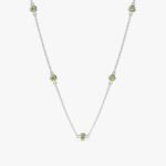 18k Solid Gold Peridot Station Necklace - Image 2