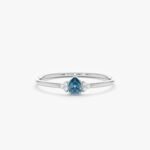 14K Solid Gold Petite London Topaz Natural Diamond Engagement Ring - Image 2