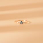 14K Solid Gold Petite London Topaz Natural Diamond Engagement Ring - Image 3