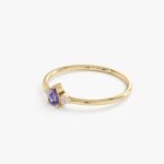 18K Solid Gold Petite Tanzanite Natural Diamond Engagement Ring - Image 2