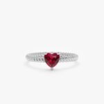14K Solid Gold Pink Tourmaline Heart Ring - Image 2