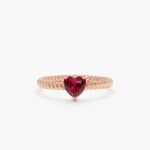 14K Solid Gold Pink Tourmaline Heart Ring - Image 3