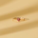 14K Solid Gold Pink Tourmaline Heart Ring - Image 5