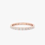 18K Solid Gold Ribbed Baguette Natural Diamond Eternity Band