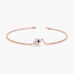 18k Solid Gold Sapphire and Diamond Hamsa Bracelet In Gold - Image 6