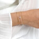 18k Solid Gold Sapphire and Diamond Hamsa Bracelet In Gold - Image 2