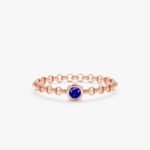 18K Solid Gold Sapphire Chain Ring - Image 2