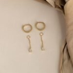 Single Natural Diamond Drop Charm Huggies - Image 7