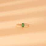 18K Solid Gold Single Pear-Cut Emerald Ring - Image 4