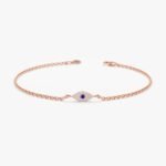 18k Solid Gold Single Sapphire Diamond Eye Bracelet - Image 4