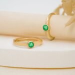 14K Solid Gold Emerald Huggies - Image 8