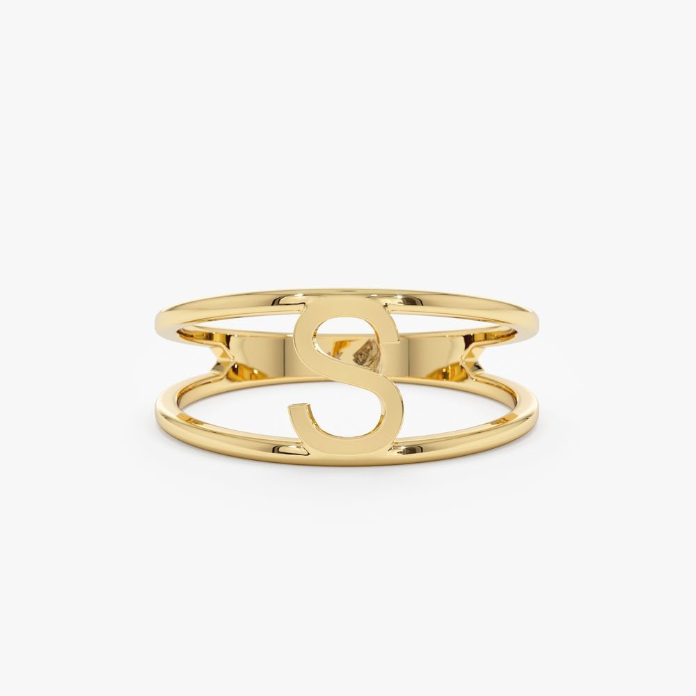 Solid Gold Initial Ring