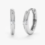 Solid Gold Single Natural Diamond Huggies - Image 6