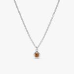 18k Solid Gold Solitaire Citrine Pendant Necklace - Image 4