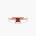 18K Solid Gold Square Garnet Ring - Image 5