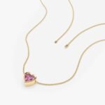 18k Solid Gold Tourmaline Heart Necklace - Image 4