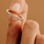 18K Solid Gold Up and Down Natural Diamond Eternity Ring - Image 3