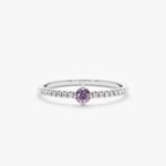 14K Solid Gold Amethyst and Diamond Ring - Image 2