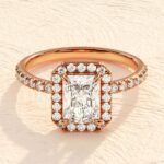 14K Solid Gold 4 Ct Emerald Cut Halo Ring Lab Grown Diamond Engagement Ring - Image 3