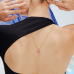 14K Solid Gold Pink Sapphire Cross Pendant - Image 4