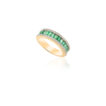 18K Solid Gold Emerald Half Eternity Band - Image 3