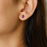 18k Solid Gold Amethyst Studs - Image 3