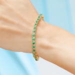 18k Solid Gold Emerald Tennis Bracelets - Image 2