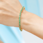 18k Solid Gold Emerald Tennis Bracelets - Image 4