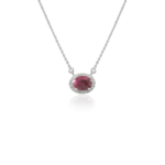 18k Solid Gold Oval Ruby & Diamond Necklace