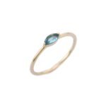 18k Solid Marquise Cut Blue Topaz Ring - Image 3