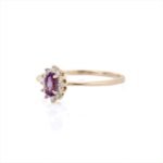 14K Solid Gold Amethyst Diamond Ring - Image 3