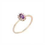 14K Solid Gold Amethyst Diamond Ring - Image 2