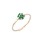 14K Solid Gold Flower Emerald Ring - Image 2