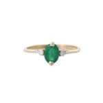14K Solid Gold Emerald Ring