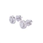 14K Solid White Gold Cluster Natural Diamond Studs - Image 4