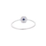 18K Solid Gold Blue Sapphire Stacking Ring - Image 5
