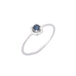 18K Solid Gold Blue Sapphire Stacking Ring - Image 3