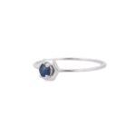 18K Solid Gold Blue Sapphire Stacking Ring - Image 4