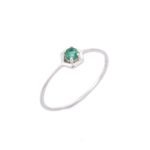 18K Solid Gold Emerald Pinky Ring - Image 2