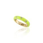 18K Solid Gold Diamond Enamel Ring - Image 2