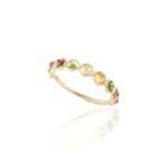 18K Solid Gold Multi Tourmaline Half Eternity Band - Image 4