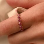 18K Solid Gold Ruby Half Eternity Band - Image 2