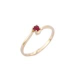 14K Solid Gold Ruby Minimalist Ring - Image 2