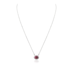 18k Solid Gold Oval Ruby & Diamond Necklace - Image 5