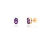 18k Solid Gold Amethyst Studs - Image 4