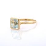 18K Solid Gold Aquamarine Ring - Image 5