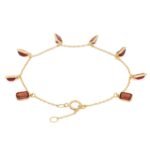 14K Solid Gold Natural Garnet Charm Bracelet - Image 4
