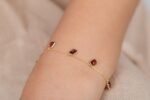 14K Solid Gold Natural Garnet Charm Bracelet - Image 7